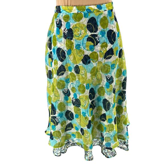 VNTG Flirty Reversible Layered Watercolor Chiffon Skirt 1X Spring Fairy BohoChic - Picture 1 of 8